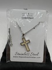NWT! The Positive Christian Stainless Steel Cross Pendant Necklace B1