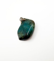 Vintage Natural Stone Pendant Blue Green Chrysocolla Artisan Handmade Charm