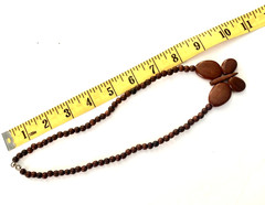 VTG Hand Crafted Wood BUTTERFLY BEAD NECKLACE ~ 18″ MOD Retro 1970s Red Brown