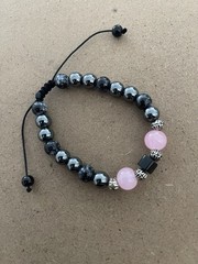 Triple Protection Bracelet with Obsidian, Rose Quartz & Hematite for SUCCESS!