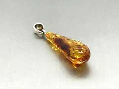 AMBER PENDANT Glossy Natural BALTIC AMBER Stone Unique Gift Silver 925 2g 15076