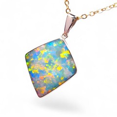 Lampros’ Genuine Australian Opal Pendant 14k Gem Gift 9.7ct O91