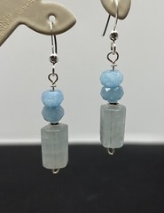 Aquamarine Genuine Stone .925 Sterling Silver Earrings BEAUTIFUL