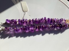 2 Beautiful Bracelets of Bright Purple Polished Amethyst Stone Nuggets