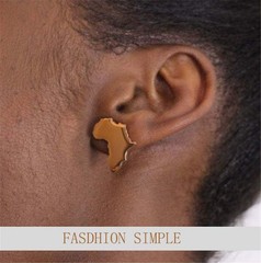 Chic Stainless Steel African Map Studs Earrings Hypoallergenic Gold Silver Tr…