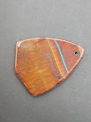 Large Natural Jasper Pendant Red Brown Turquoise Veins Drilled Stone