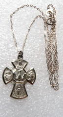 VINTAGE STUNNING STERLING SILVER FOUR WAY CROSS NECKLACE~SIGNED: CHAPEL STERLING