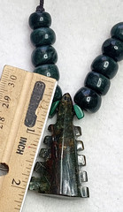 Aztec serpentine stone MACUAHUITL handmade and adjustable necklace.