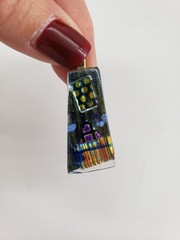 Dichroic Glass Pendant set of 2 Glass Measures 1-1.25in Stunning