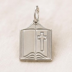 Cross Book Pendant Necklace 925 Sterling Silver Personalized Faith Charm