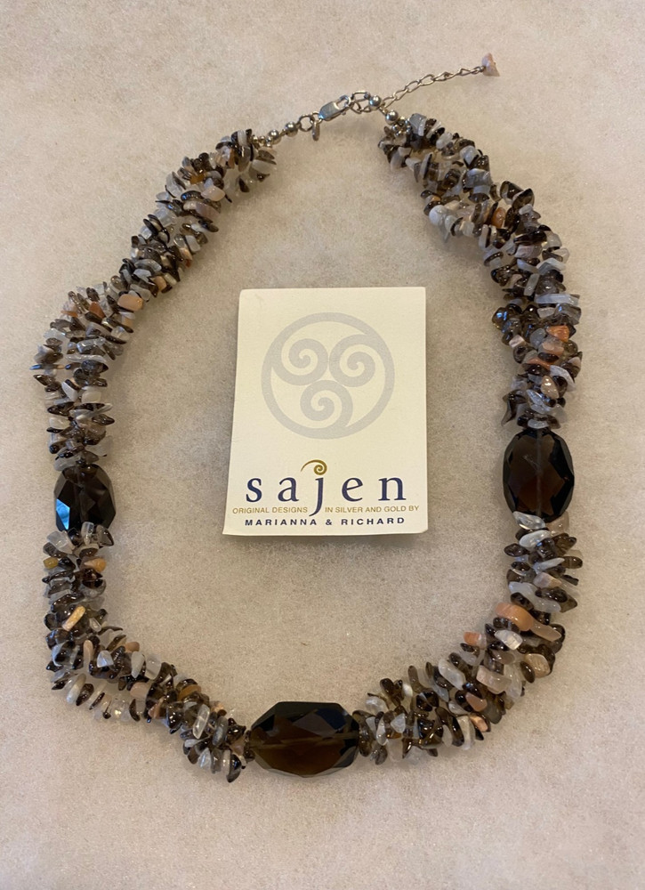 Sajen Faceted Smokey Quartz & Chip Necklace – 18 In. Long with 2 In. Extender