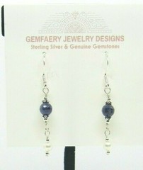 Sterling Silver Faceted SAPPHIRE Gemstone Dangle Earrings #4281…Handmade USA
