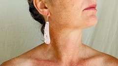 Rhodochrosite Earrings. Kewa Pueblo Slab Earrings. Santo Domingo 2765