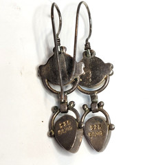 Vintage Sajen Sterling Silver Lapis Lazuli Turquoise Mosaic Dangle Earrings
