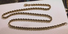Vintage 21” long 10k 1/20 GF over sterling silver 925 rope chain necklace((B120)