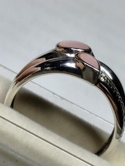 CUTE MOP INLAYS IN TRENDY STERLING SILVER.925 RING SIZE 6.5-6.75