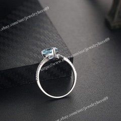 Fine Jewelry Natural Diamond Ring Solid 10K White Gold 2.2carat Sky Blue Topaz