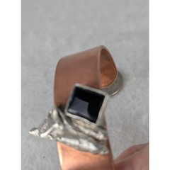 Copper Cuff bracelet Onyx Sterling embellishment OOAKFor 7″wrist NWT Rustic