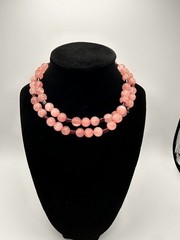 Huge 10mm Rose Quartz & Garnet Bead Necklace 28″ 477ct Statement Continuous