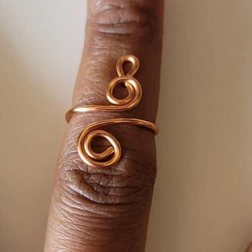 Solid Copper Brass Minimalist Healing Handmade Unisex Ring, Adjustable