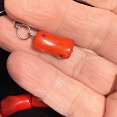 Vintage Handcrafted Chunky Red Coral Stretch Bracelet, Earrings Boho Beach Ocean