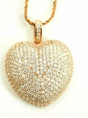 Adorable 457 Stone Pave Heart Pendant and Chain Sterling Silver