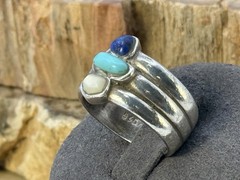 Vintage Artisan Southwest Sterling Turquoise Blue Lapis MOP Ring sz 5.5-332.26