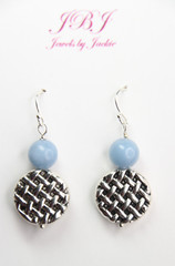 Angelite Earrings Blue 8mm Ball Natural Gemstone 925 Sterling Silver 1 1/2″