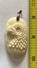 Vintage Eagle Head Hand Carved Pendant 18KGP Finding