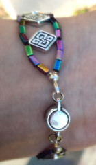 Handmade rainbow hematite and metal beaded bracelet magnetic clasp