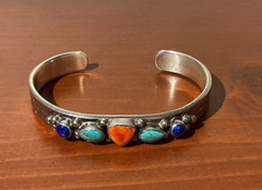 Tonya J. Rafael Cuff Bracelet Multi-Stone Sterling Silver Navajo