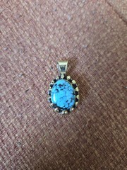 Marty Monte Navajo 14k Signed Turquoise Pendant. 6 Grams