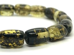 AMBER BRACELET Barrel Beads Gift Natural Baltic Amber Jewelry Elastic 8g 11629
