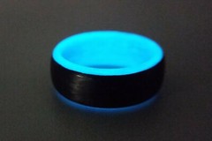 Carbon Fiber Blue Glow Ring-Made in USA- sizes 4-16
