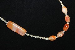 Jasper Stone Cluster Necklace Agate Quartz Rhinestones