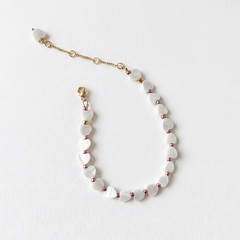 Heart Pearl Bracelet, 18K Gold Plated, Gift for Her