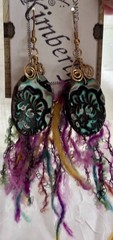 Handmade Kimberly Boho Artisan Statement Earrings fringe Dangle 3” Plus UNIQUE