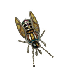Artisan Crafted Insect Brooch Pin Mixed Metals Enamel