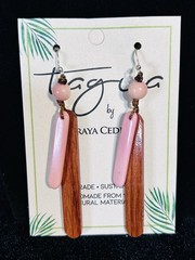 Tagua Nut Earrings Pink Unique 100% Natural Ecuador