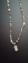 Petrified Wood Pendant Beaded Necklace