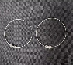 Bracelet Bangles Pair 925 Sterling Silver 6″ Sliding Ball Beads Handcrafted