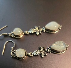 Artisan Handmade Sterling White Labradorite Dangle Earrings