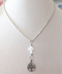 Cross Tree of Life Pendant Necklace Handmade Christian Religious Jewelry Gift