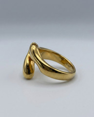 Handmade Dome Abstract Molten 14k Gold Ring Organic Sculpture Vintage Jewelry