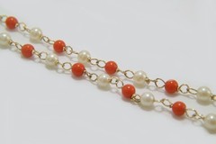 Coral Pearls 9 -10 inch adjust. Anklet Crafted Authentic 1/20 14K Gold Filled