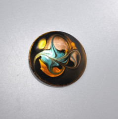 Enamel on Copper Brooch blue Abstract Artisan Made Handmade Israel colorful AN15