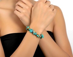 Genuine Turquoise Freeform Chip Bead Stretch Bracelet