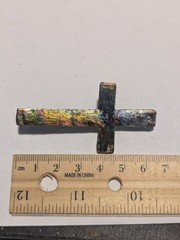 JMAT Handmade Rainbow Copper Cross Pendant Brooch Lapel Pin