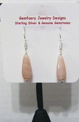 Sterling Silver Natural PEACH MOONSTONE Teardrop Dangle Earrings…Handmade USA