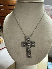 2 1/4” STERLING SILVER 925 ARTICULATED CROSS ON 15” NECKLACE-DESIGNER JEWELRY